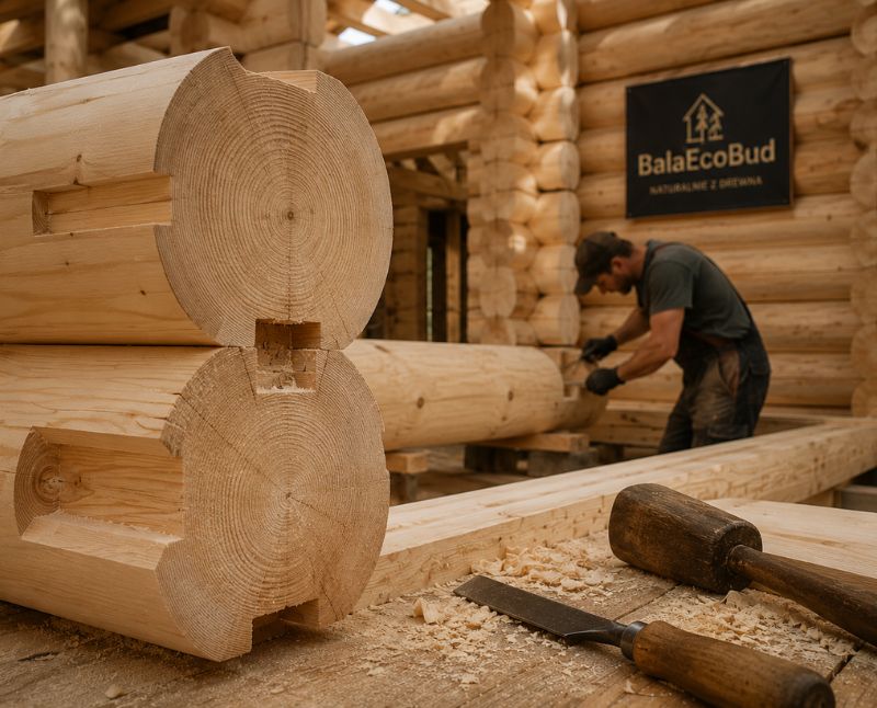 Naturalne drewno i połączenia ciesielskie domu z bali